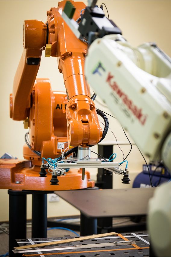 A robotic arm automating a process